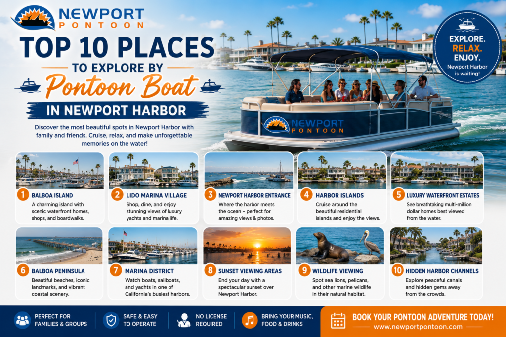 Explore Newport Harbor by pontoon boat